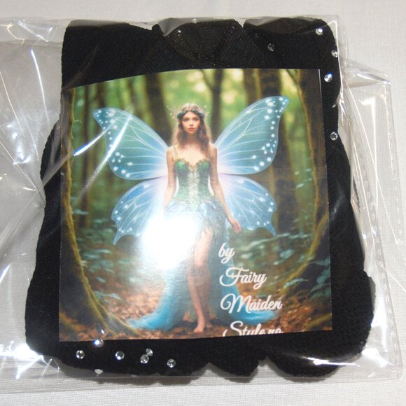Fairy Maiden Sexy Diamond Black Fishnet Tights Pantyhose with Rhinestones NEW - Picture 6 of 6